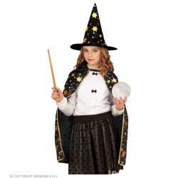 Čarodějnický černý klobouk a plášť dětský